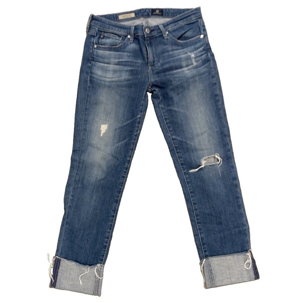 AG Adriano Goldschmied The Stevie Cuff Jeans Women's 27 Slim Straight Distressed